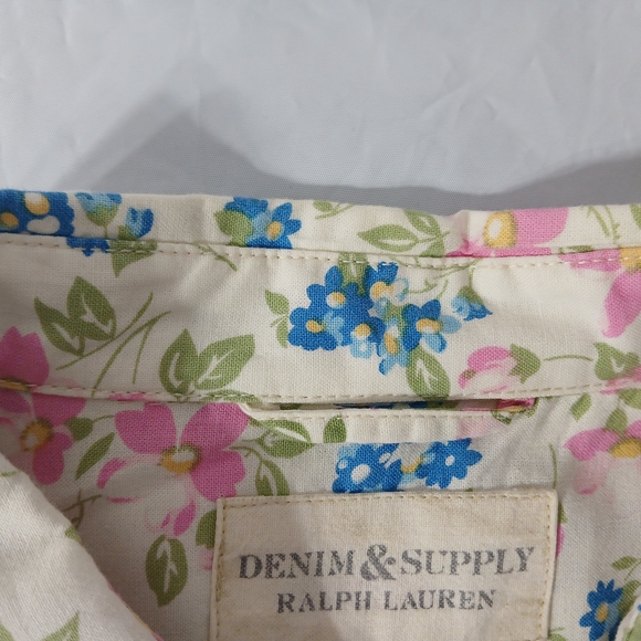 Vintage Ralph Lauren Denim & Supply Men's Floral Shirt - Pink, Blue, Green - Picture 4 of 4